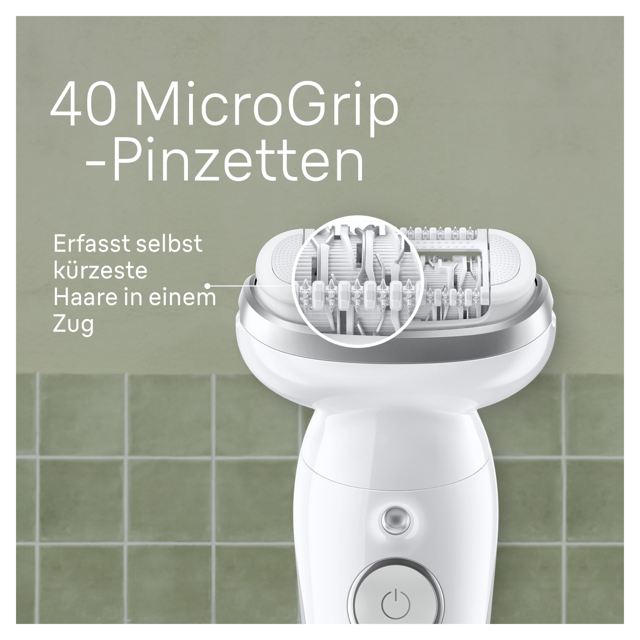 Braun Silk-épil 9 Epilierer Damen, Haarentferner mit Schwenkbarem Kopf, Wasserdicht, Wet und Dry, Weiß/Silber