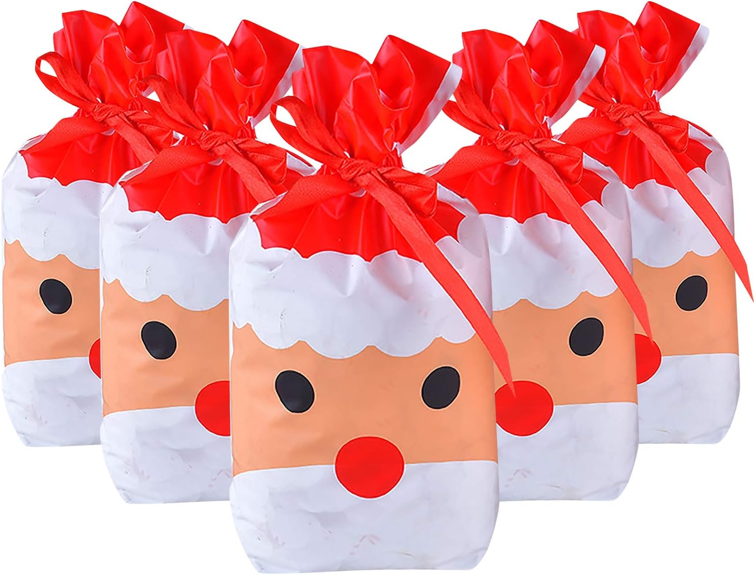 Qemsele Plastic Gift Bags Candy Bag Favor Bag with Drawstring, 50Pcs Party Bags Give Aways Goodie Toddlers Supplies Cookie Sweet Biscuit Treat Bags for Christmas Wedding Party Birthday Engagement