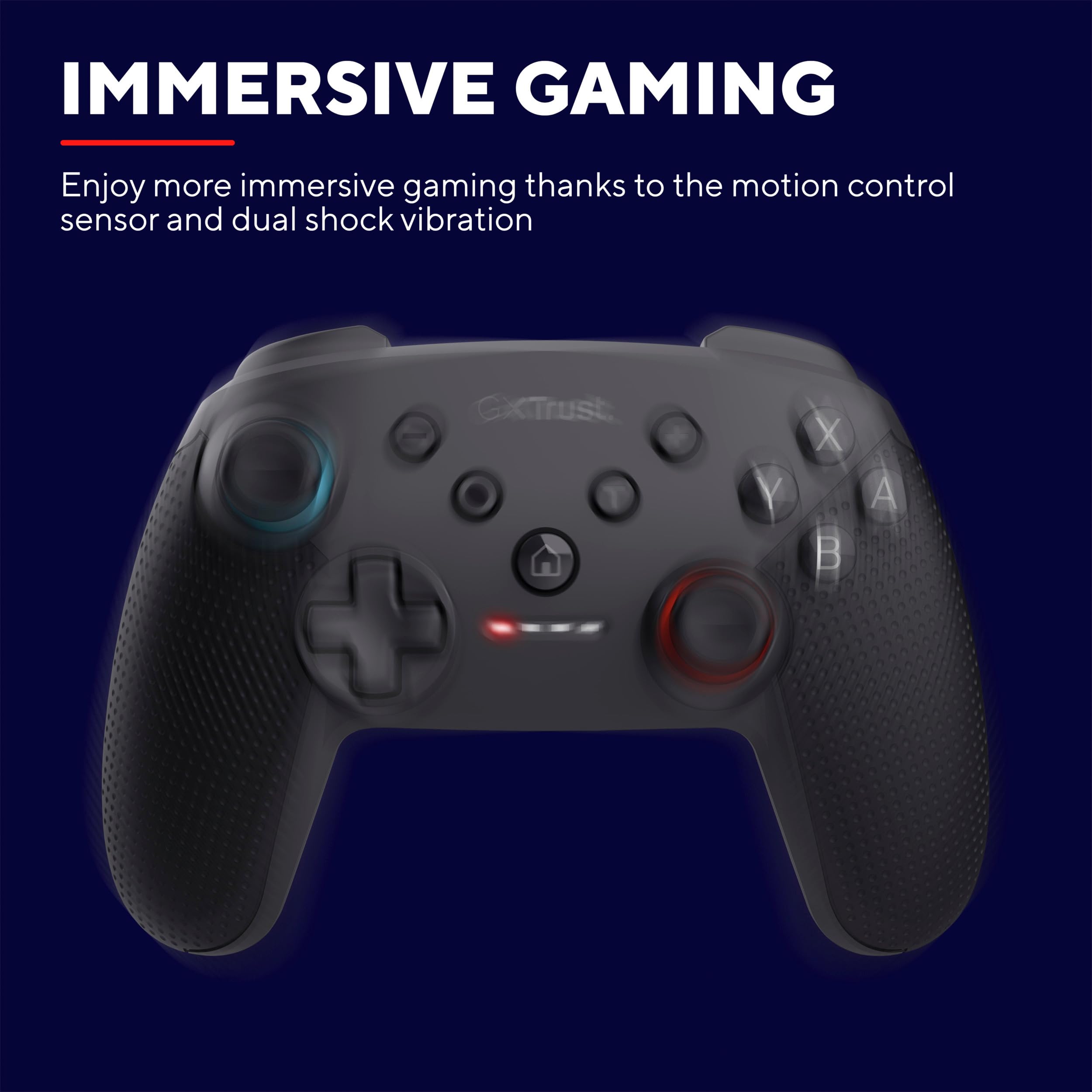 Trust GXT 1246 Muta Controller Nintendo Switch Wireless con Bluetooth, Vibrazione Dual Shock, Sensore di Movimento, Pulsante Turbo, 15h di Gioco, Gamepad per Nintendo Switch, Lite, OLED, Nero