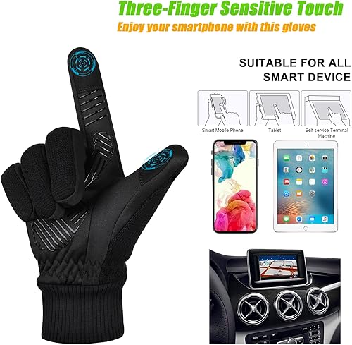 Miniatura 4 de MOREOK Guantes de invierno para hombresmujeres -10F 3M Thinsulate, cálidos, compatibles con pantalla táctil, para nieve, esquí, bicicleta, para