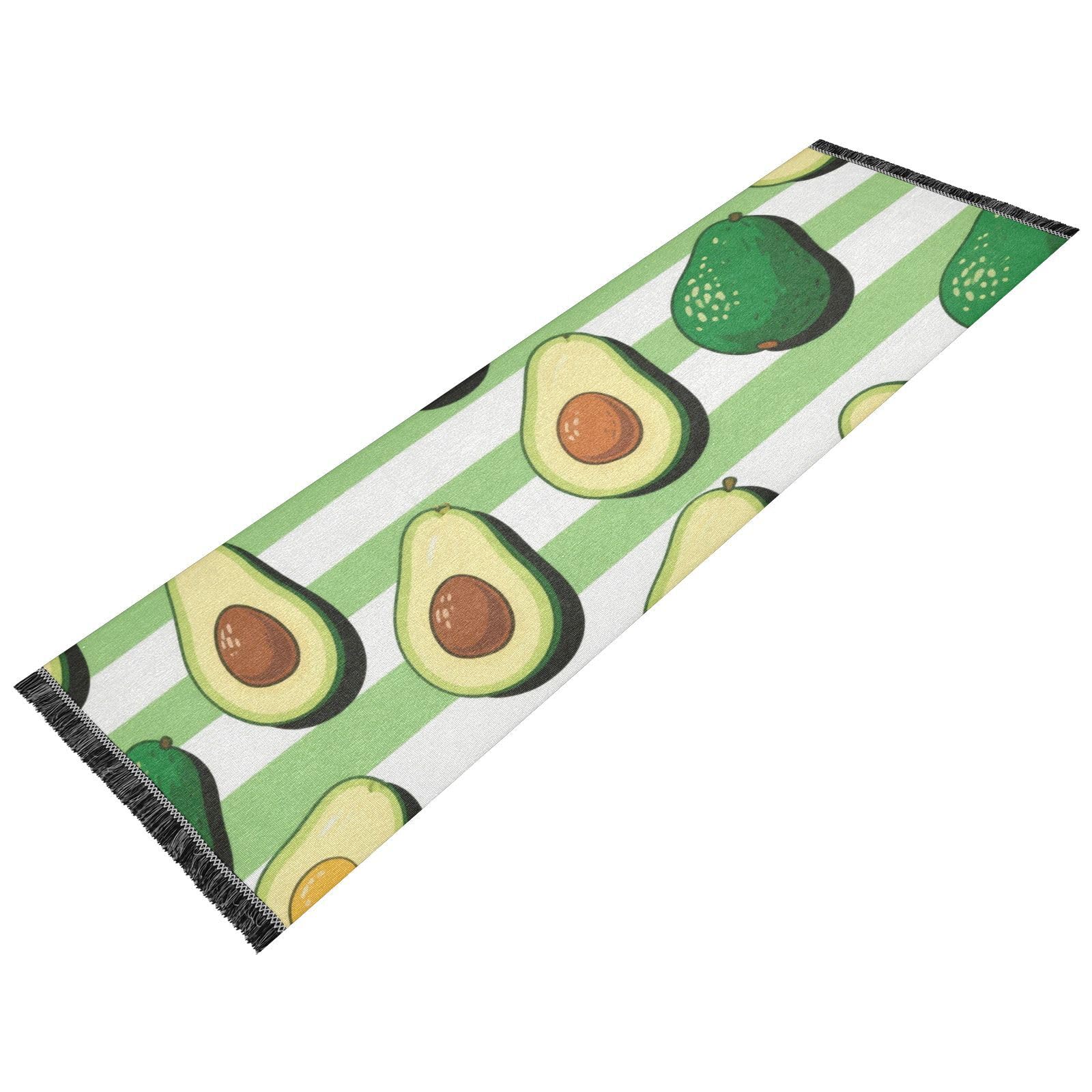 Tapis de couloir lavable antidérapant vert et blanc décoration entrée
