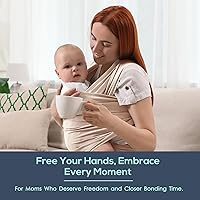 Vista 6 de Fular Portabebés, Portabebés Jeroray, Portabebés para bebé manos libres, ligero, transpirable, suavidad, gris piedra