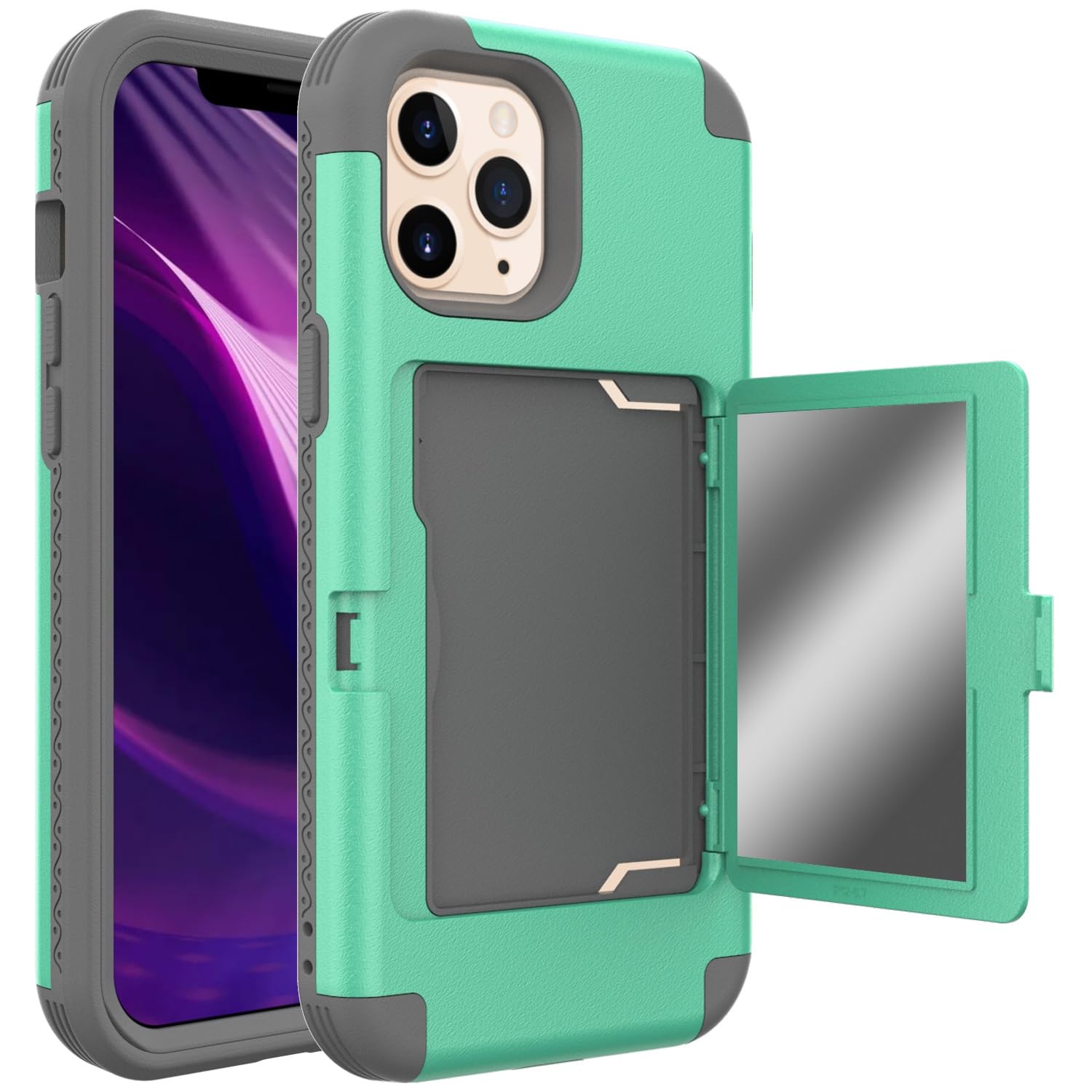 Étui portefeuille mince compatible iPhone 12 Pro Max bleu double couche antichoc premium - 8