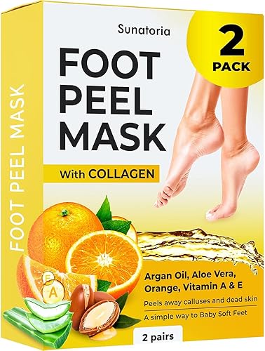 Miniatura 8 de Mascarilla para pelar pies para eliminar la piel muerta e hidratar profundamente, 2 pares, dermatológicamente probada, mascarilla para pies secos