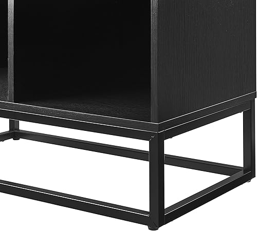 Miniatura 12 de Crosley Furniture Enzo - Moderno soporte de almacenamiento de discos de vinilo, estantes abatibles orientados hacia adelante para discos, color negro
