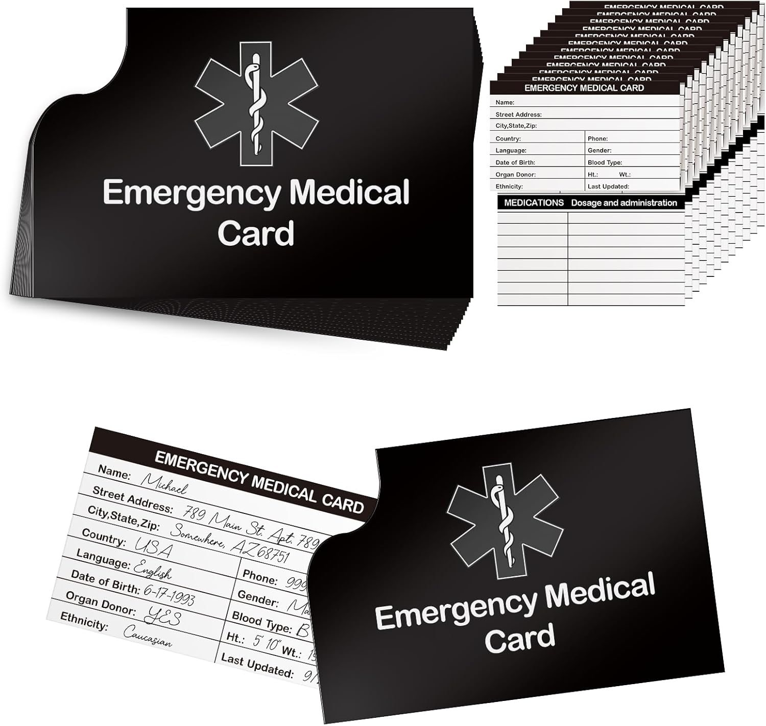 12 Pack Red Medical Condition and Emergency Contact Id Wallet Card Emergency Medical Information Card Medical Alert Wallet Card Pocket Size Medication List and Medical Cards for Caretakers (Black) 12 Pack Red Medical Condition and Emergency Contact Id Wallet Card Emergency Medical Information Card Medical Alert Wallet Card Pocket Size Medication List and Medical Cards for Caretakers (Black)