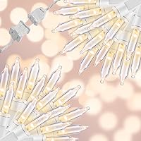 Vista 17 de 150 luces rojas, blancas y azules, extrabrillantes con conectores finales, luces decorativas de Navidad de 31.9 ft con certificación UL, juego