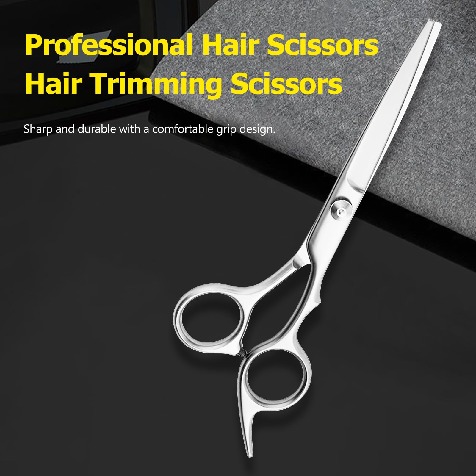 Tijeras profesionales de corte de pelo recto de 6 pulgadas, tijeras afiladas de acero inoxidable para uso en salón y hogar, agarre cómodo para hombres y mujeres, color plateado 2