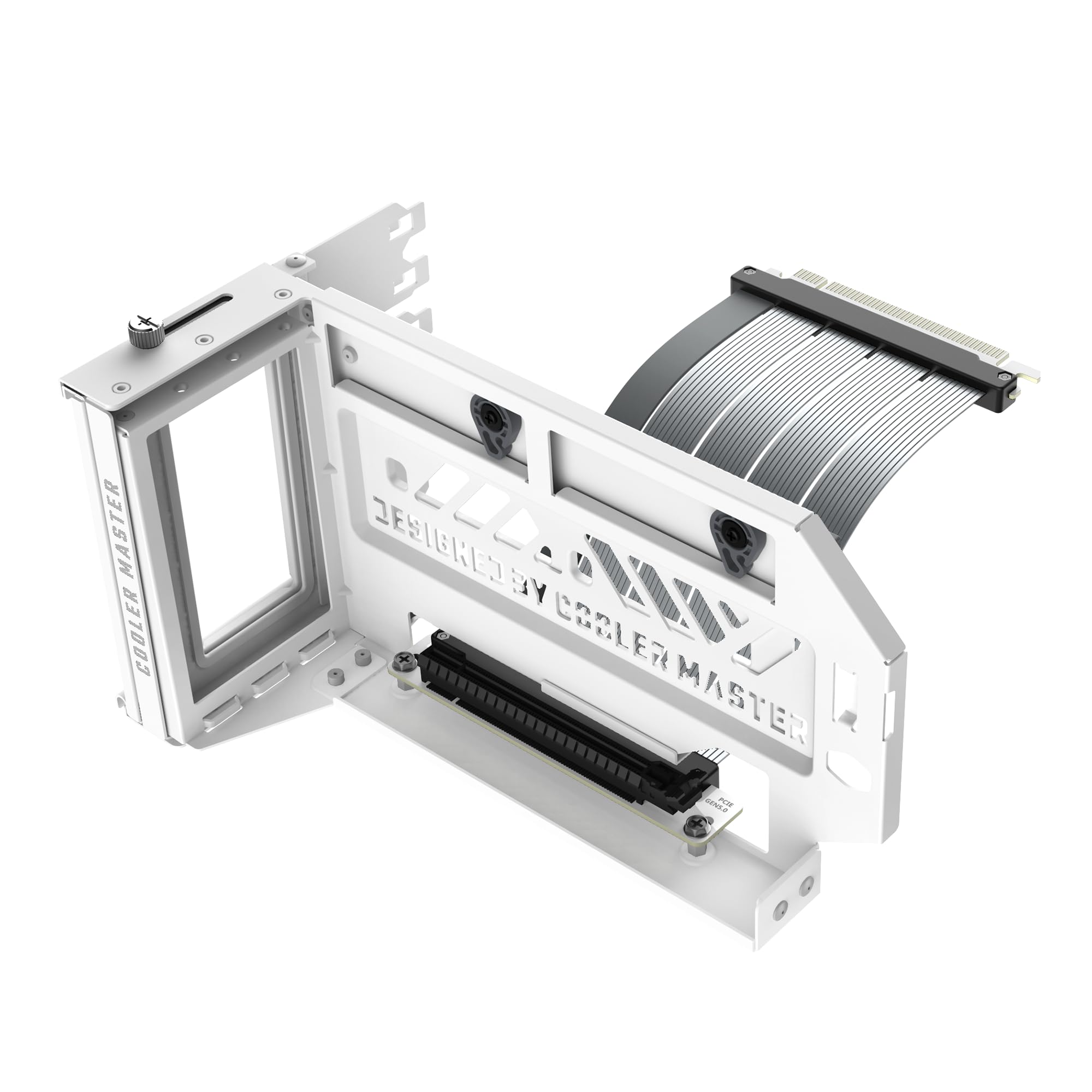 Cooler Master Porta schede GPU verticale Gen5 con cavo riser PCIe 5.0 x16, supporto per scheda grafica regolabile per custodie E-ATX, ATX e Micro-ATX, supporta GPU a triplo slot, bianco