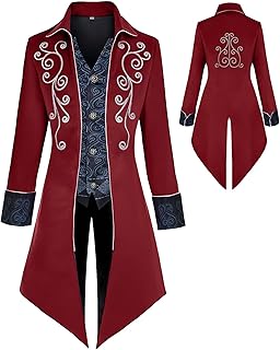 Medieval Clothing Men's Costumes Steampunk Jacket, Victorian Gothic Tailcoat, Halloween Pirate Vampire Costumes