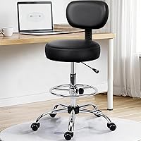 Vista 7 de Silla giratoria de dibujo con soporte trasero y reposapiés ajustable, silla de escritorio de oficina multiusos para bar, cocina, tienda, color negro