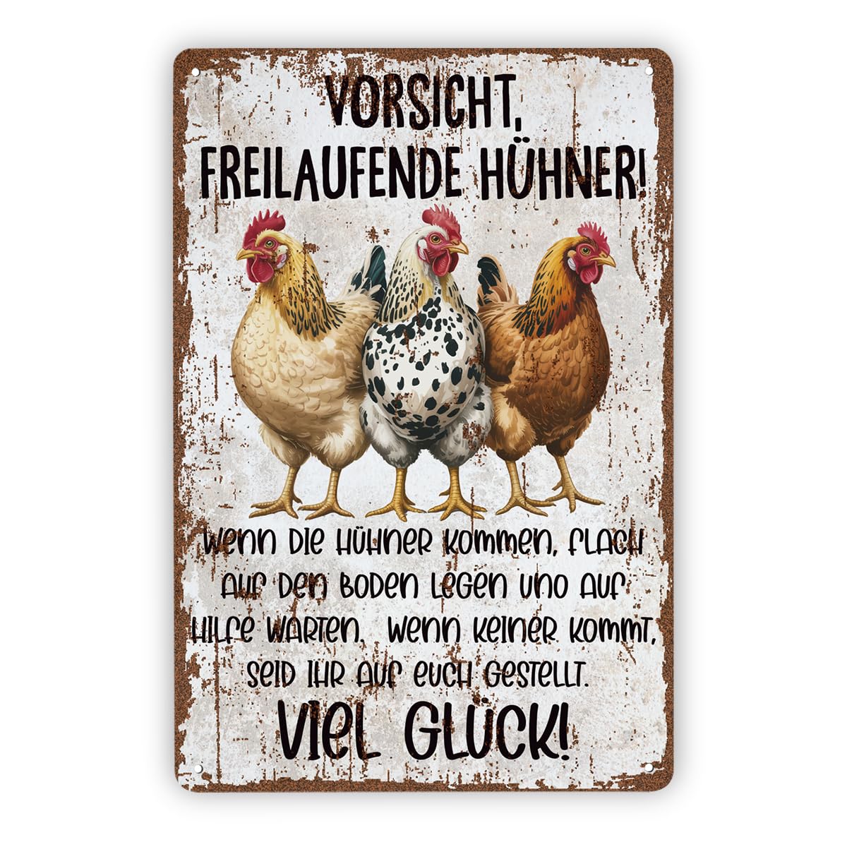 Be Careful With Chickens Farm Tin Sign, Farmhouse Wall
