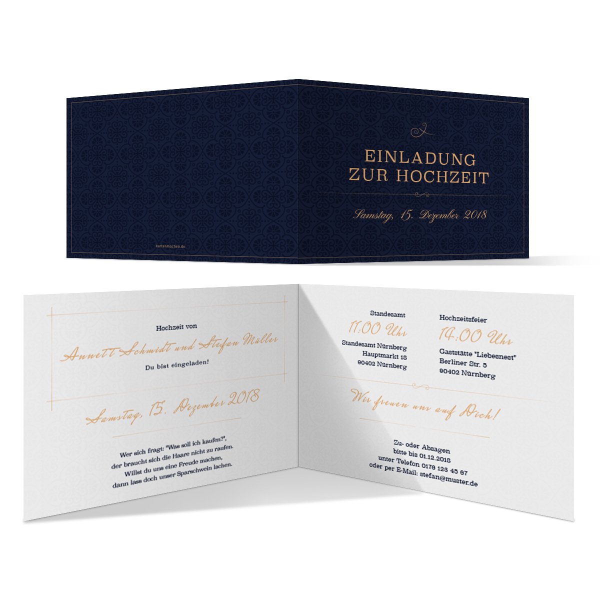 30 x Hochzeitseinladungen Einladungskarten Hochzeit Einladung individuell - Liebesbotschaft