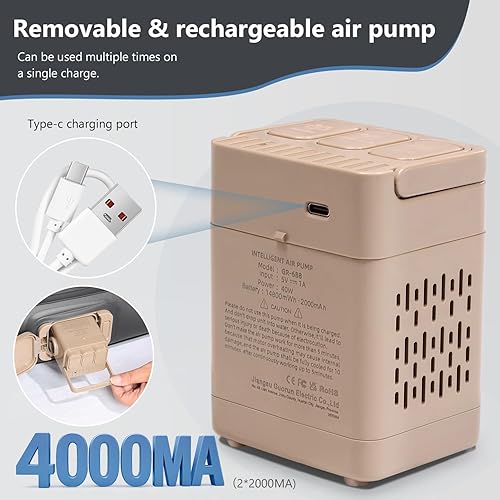 Miniatura 5 de Colchón de aire autoinflable para SUV con bomba eléctrica integrada, colchón de aire para automóvil con almohada para maletero, colchón portátil