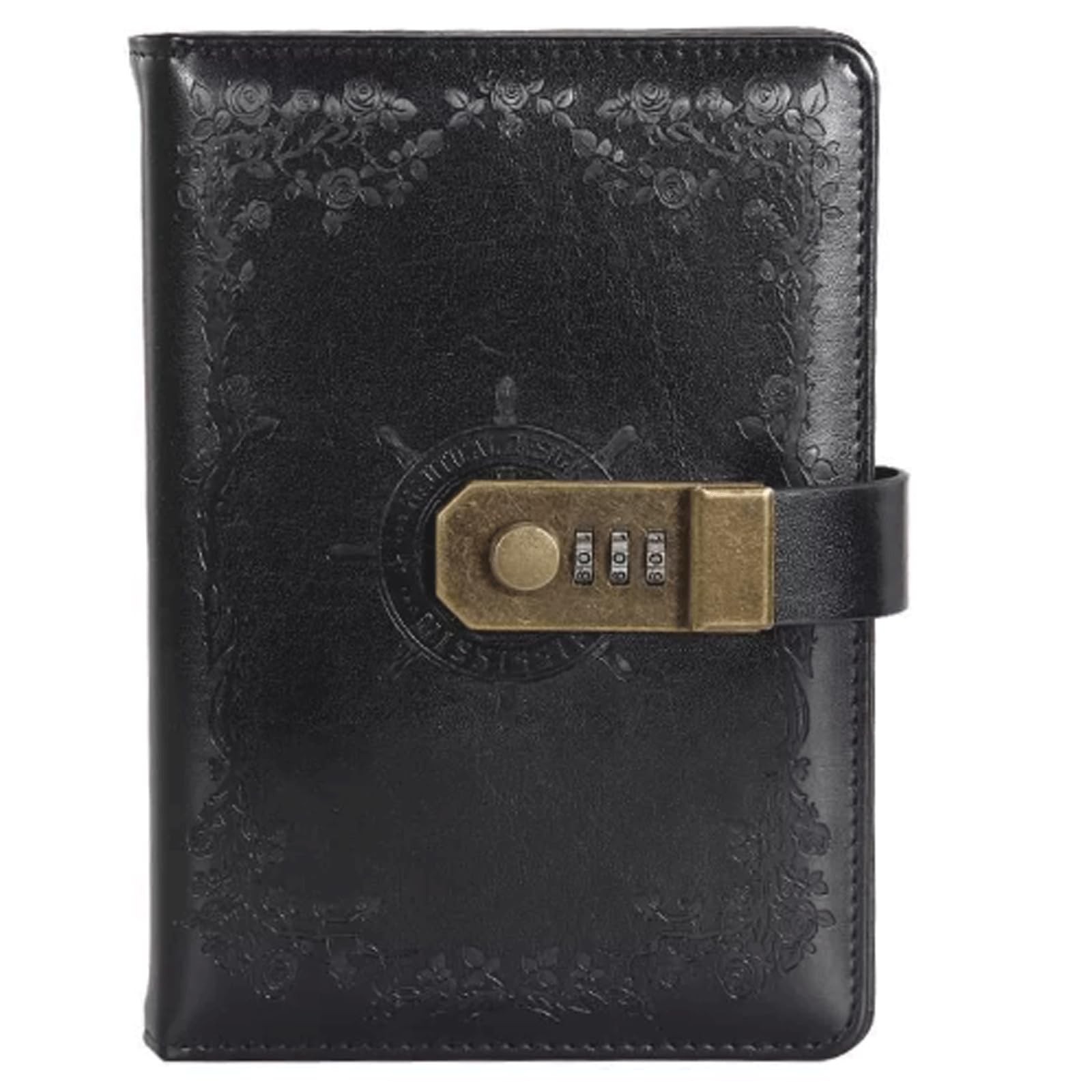 Carnet de notes rétro en cuir PU B6 avec cadenas, planificateur, mot de passe, agenda, carnet de notes for fournitures scolaires(Black)