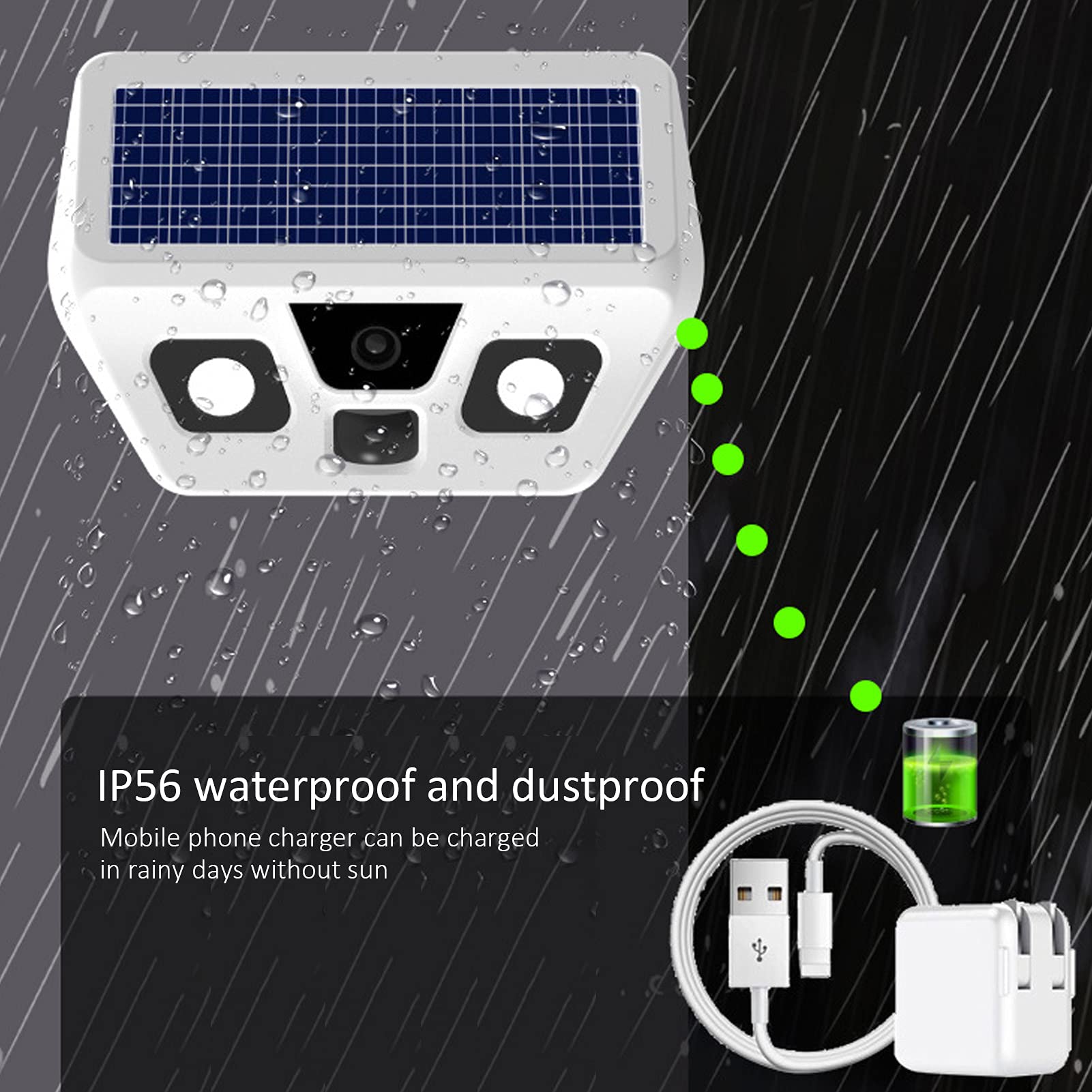 Torcia Solare Impermeabile con Sensore di Movimento per Monitoraggio, Luce da Giardino a LED