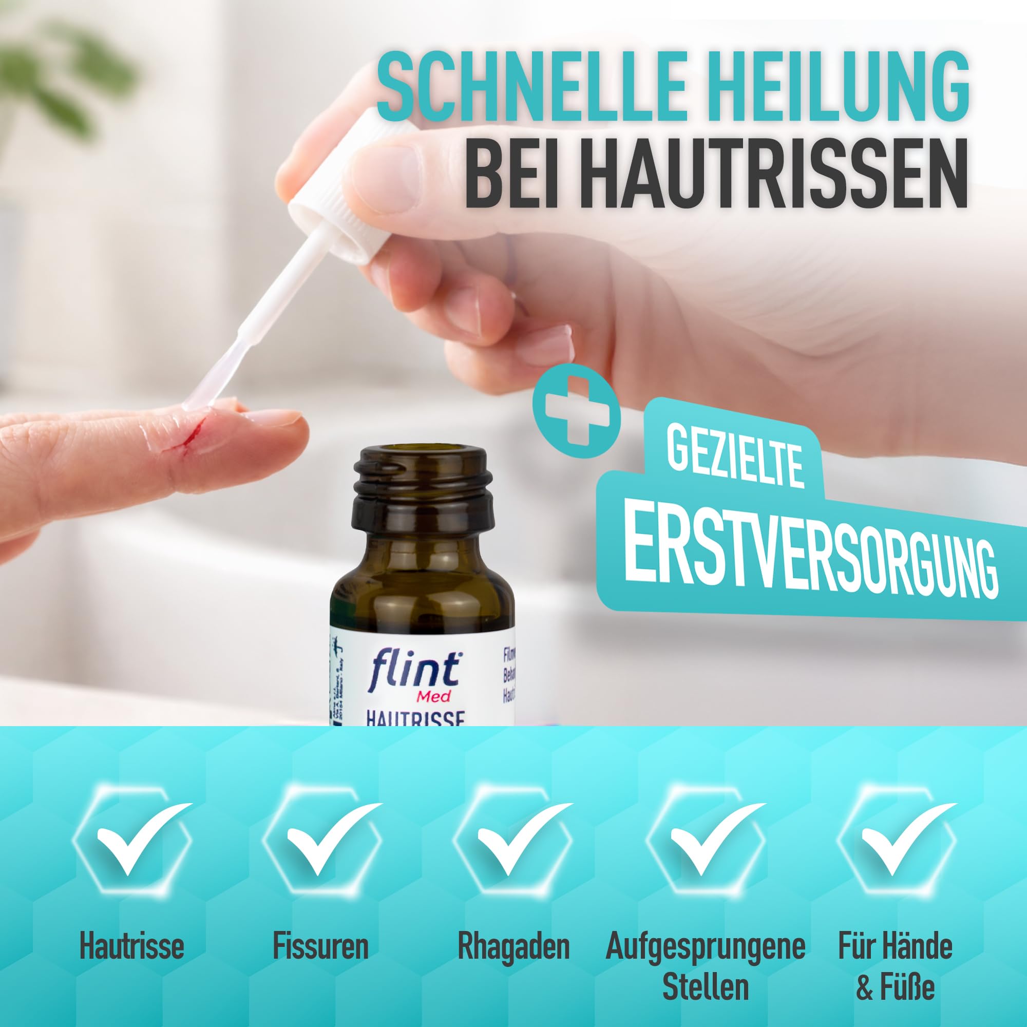flint Med Klej do pęknięć skóry, 7 ml – redukuje pęknięcia skóry i łagodzi ból, tworzy ochronną przezroczystą warstwę na skórze, szybkie gojenie, testowany klinicznie