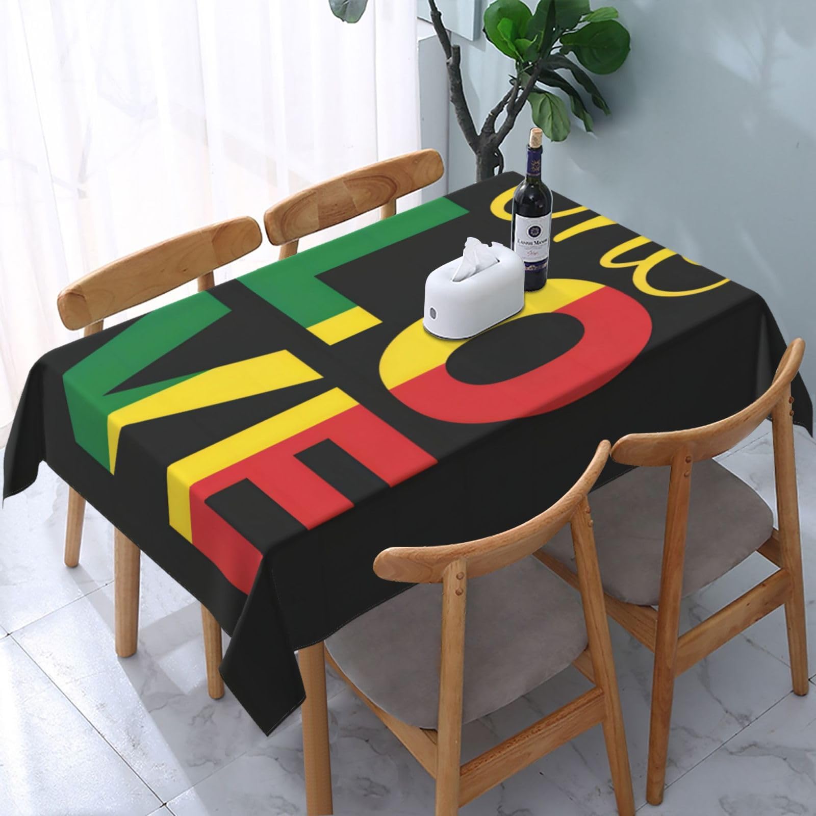 HLBSDM Reggae Rasta Pride One Love Rectangle Tablecloth, Suitable for Wedding, Party and Restaurant Festival Gathering Event Polyester Fabric Decorative Tablecloth(54x72in)