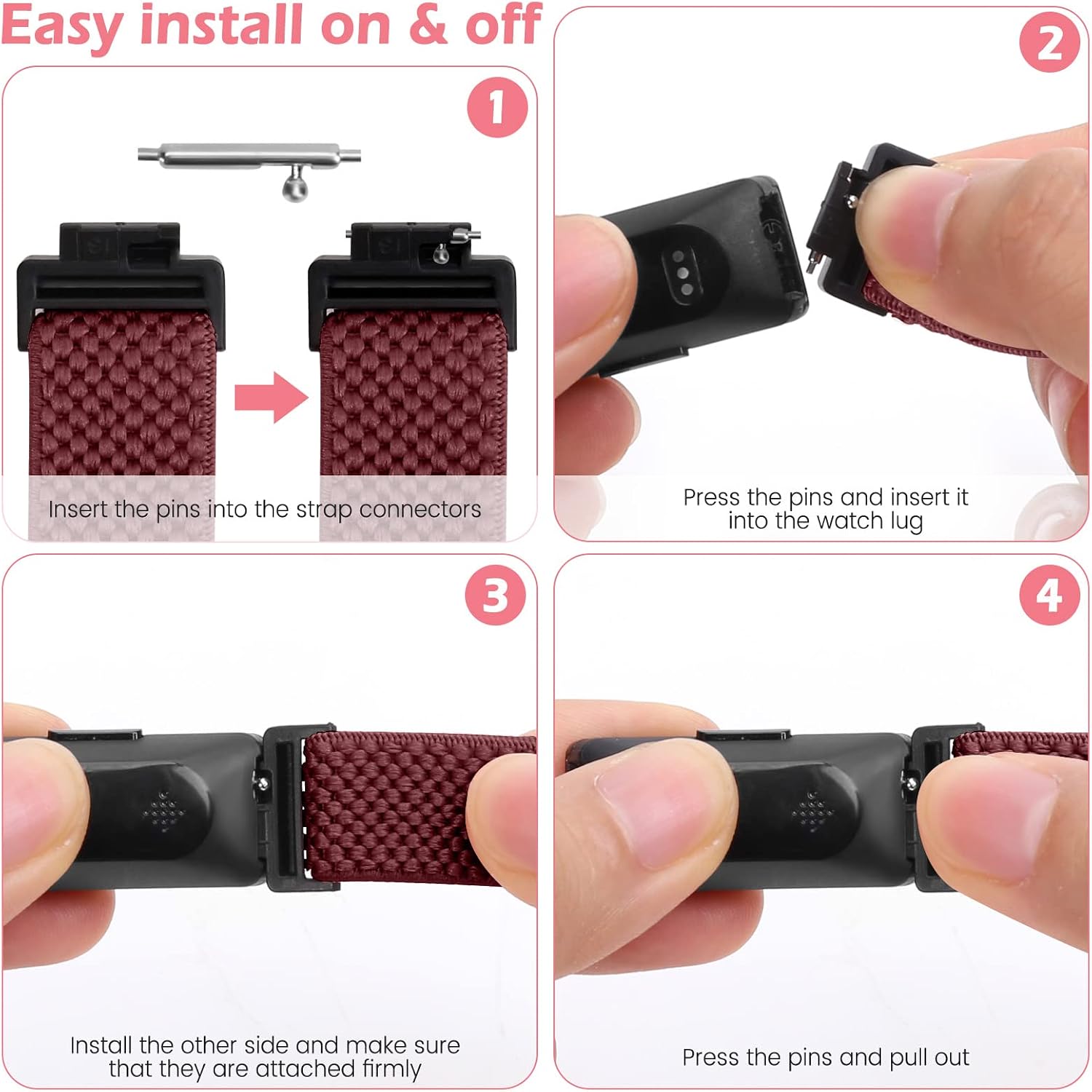 enkic Elastic Watch Band Compatible with Fitbit Inspire /3/2/HR/Ace 2/3, Soft Nylon Sport Wristband Replacement Straps For Women & Men image 3