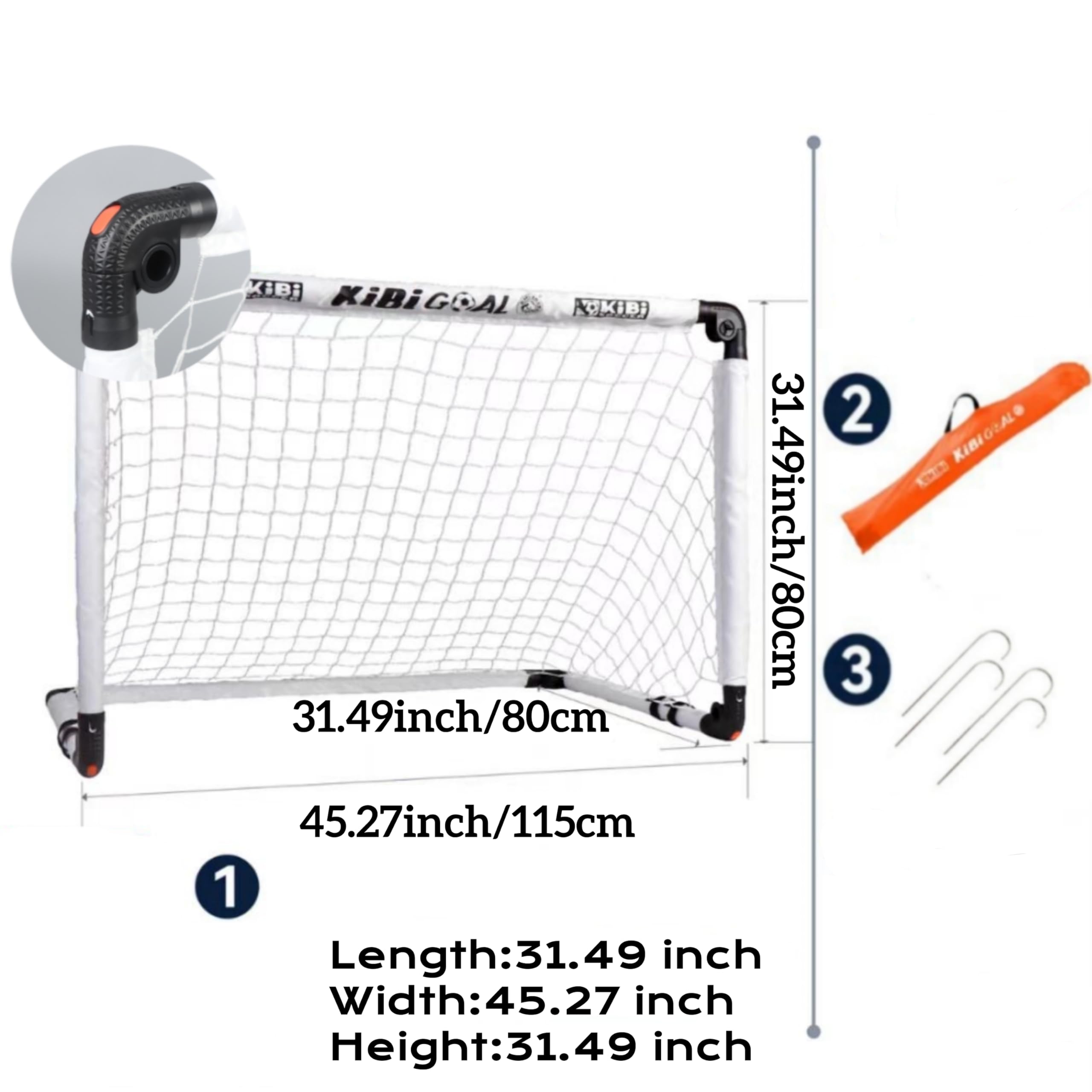 Set di porte da calcio per bambini, portatili, pieghevoli, per giardino, interni ed esterni, giocattolo da calcio, regalo per bambini (115 x 80 cm, set di porta bianca)