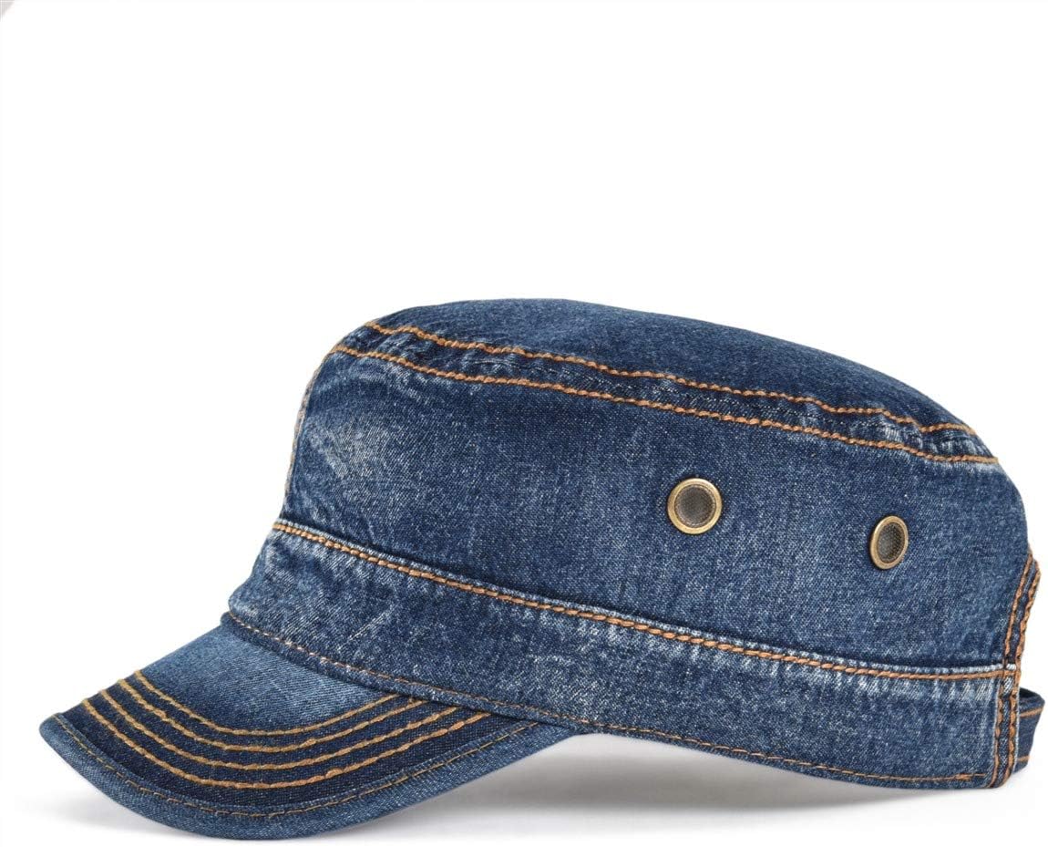 VOBOOM Washed Cotton Military Cadet Army Caps Unique Design Vintage Flat Top Hat - Image 2