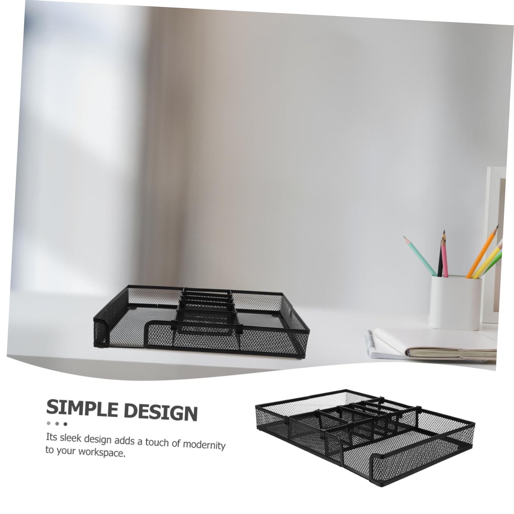 Gatuida Organizzatore per Scrivania Metallo Versatile con Scomparti Design Robusto e Facile per Ufficio e Casa per Penne e Utensili Cancelleria