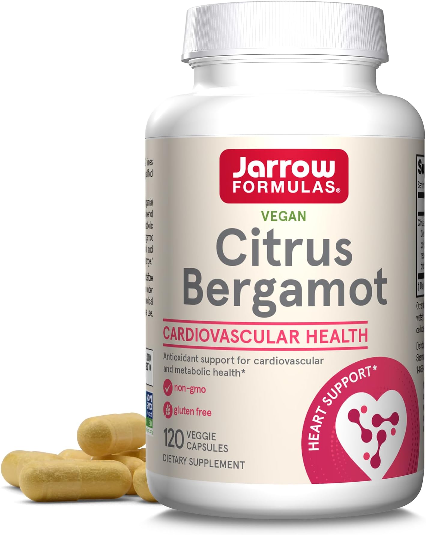 Jarrow Formulas Citrus Bergamot 500 mg - Cardiovascular, Metabolic & Anxtioxidant Support Dietary Supplement - Use QH-Absorb - 120 Servings