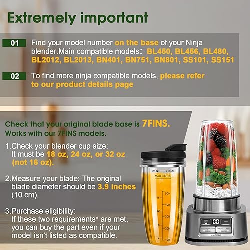 Miniatura 3 de Vasos de licuadora de repuesto para Ninja, vasos de licuadora Ninja de 24 onzas con tapas para llevar compatibles con Ninja BN401, BL450, BL456,