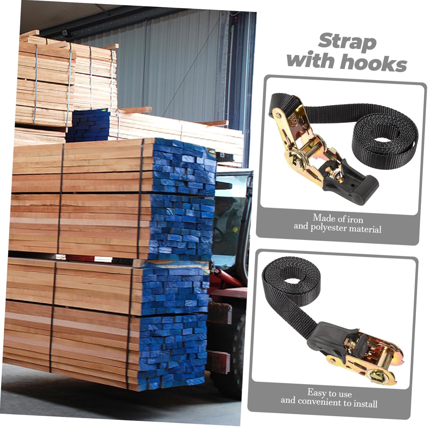 5pcs Heavy Duty Ratchet Tie Down Strap Cargo Straps Clips for Trucks Rvs Trailers Endless Ratchet