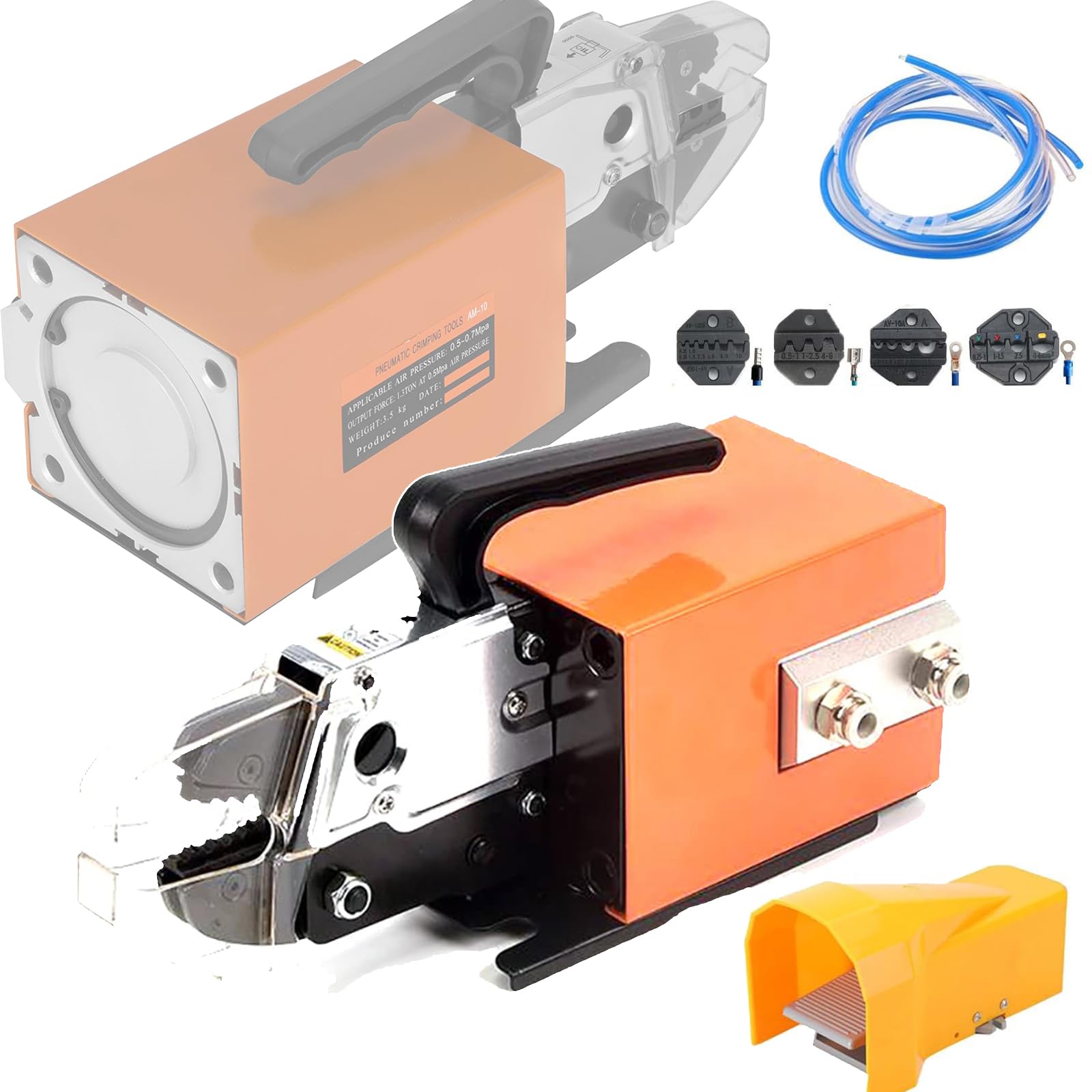 Llbmmm Men's Am-10 Pneumatic Crimping Tool, Pneumatic Terminal Crimping Machine,Operating Pressure: 10 Mpa, Air Pressure Range: 0.5-0.7 Mpa, 16 Mm² Insulated Terminal, With 4 Sets Dies,A