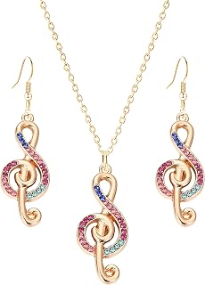 WCRAZYE Music Note Jewelry Sets for Women Minimalist Musical Symbols Note Earrings Necklace Concert Party Rock and Roll Accessories