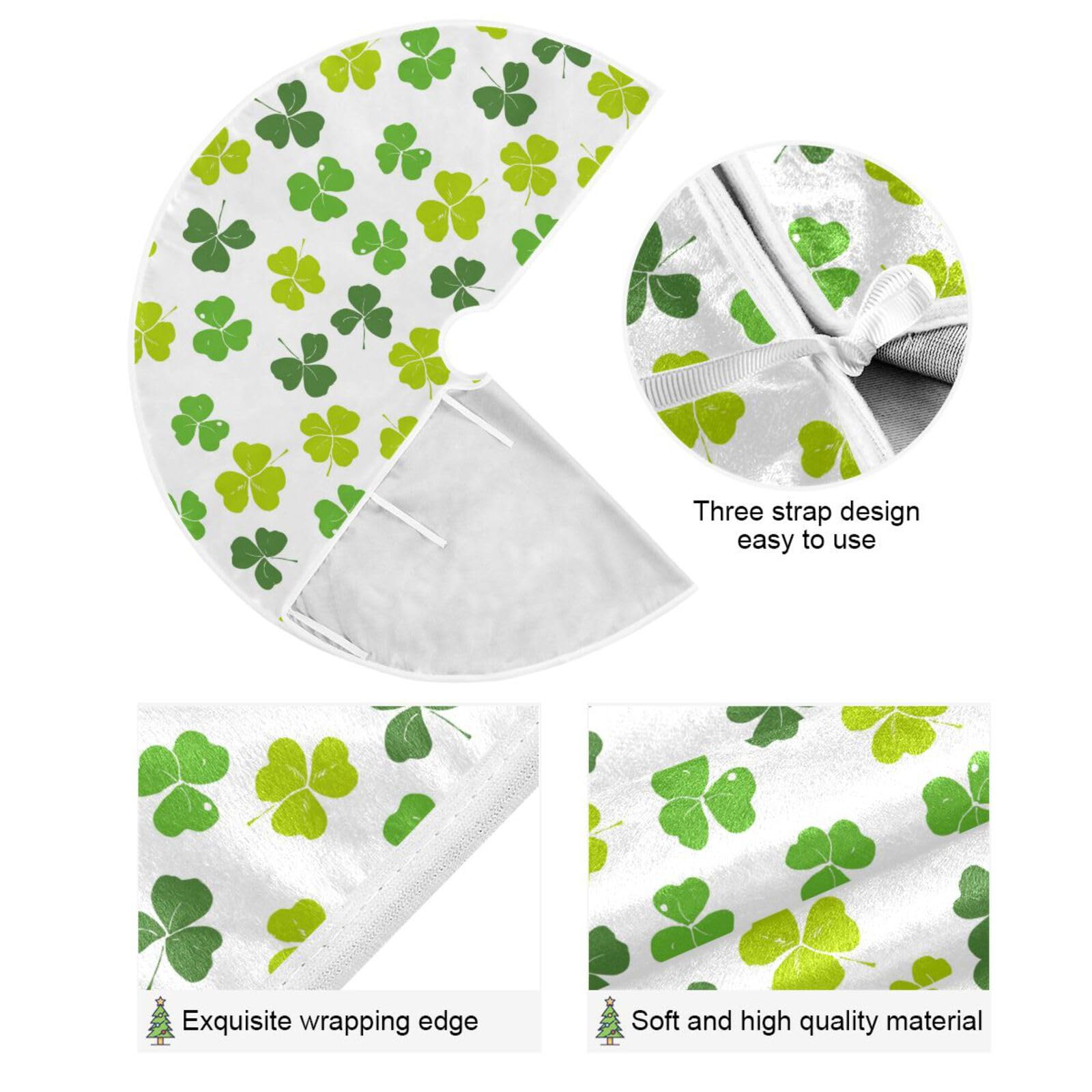 Gonna Per Albero Reversibile 91 Cm - San Valentino E San Patrizio - Cuori E Quadrifoglio - Morbido Velluto