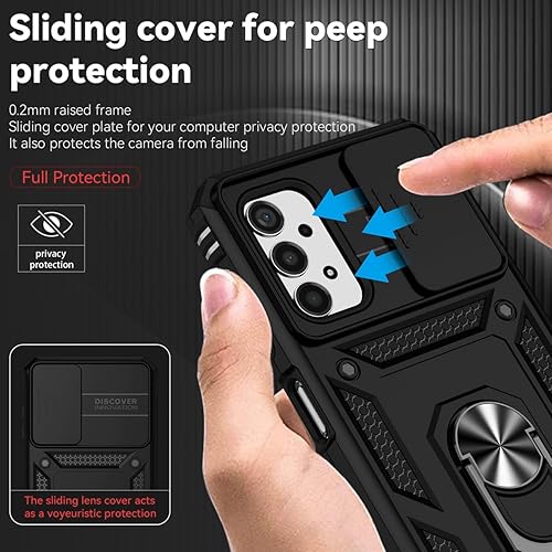 Vista 10 de Funda para Galaxy A13 4G/Samsung A13 LTE 4G SM-A135F con protector de pantalla de vidrio templado y cubierta para cámara deslizante, soporte de Rojo