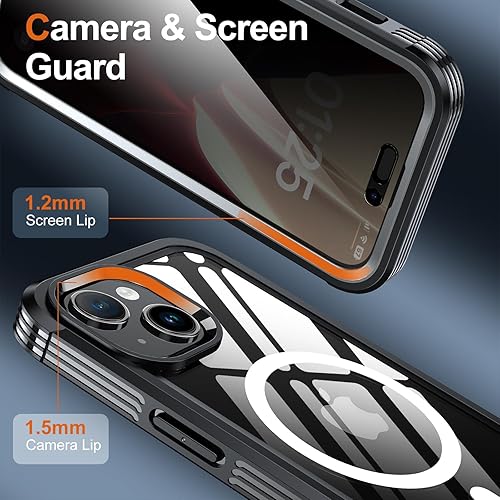 Miniatura 6 de Funda compatible con iPhone 15, protector de pantalla de privacidad integrado compatible con accesorios magnéticos, grado militar, a prueba de