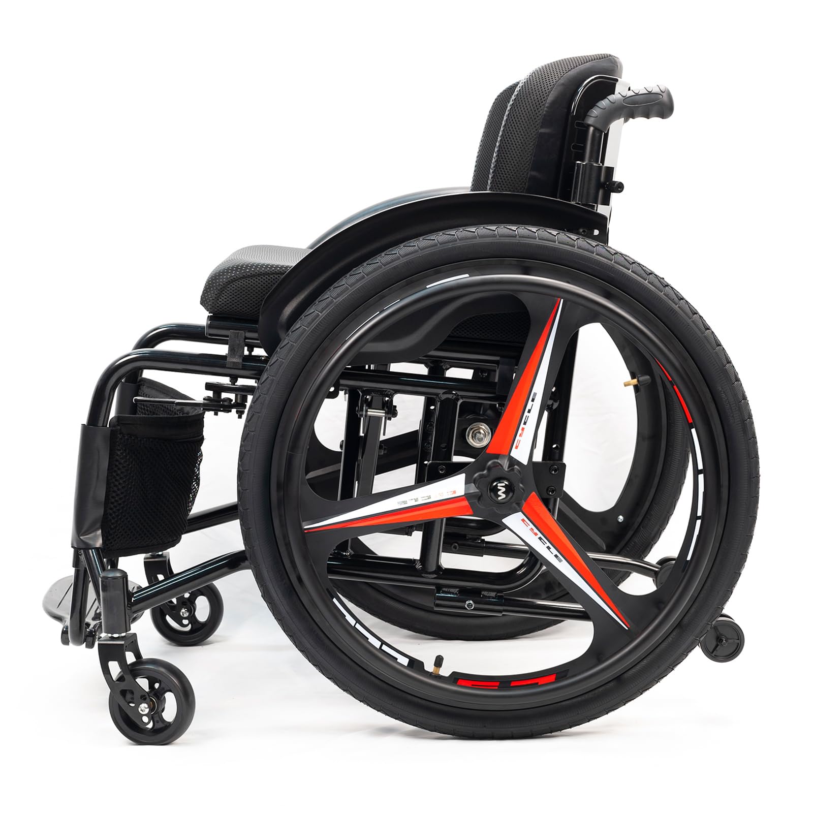 Folding All-Terrain Ultra Lightweight Sports Wheelchair，Self-propelled Aluminum Alloy Portable Manual Wheel Chair,Adjustable Footrest and Seat Height, 24” Rear Wheels(Seat width 42cm/16.5in,B)