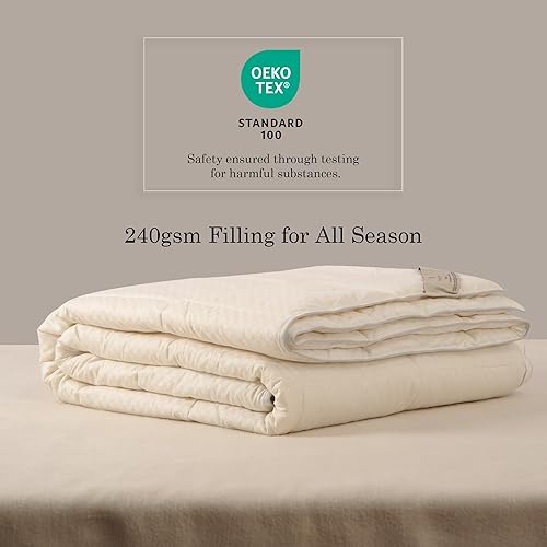 Miniatura 3 de CUDDLE DREAMS Relleno de edredón de lana, 100% relleno de lana australiana con carcasa de algodón suave y silencioso, calidez natural (peso medio