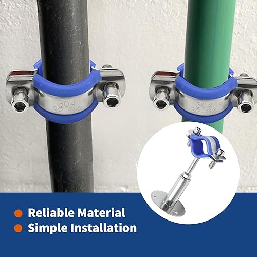 Miniatura 7 de Paquete de 2 abrazaderas de soporte de tubo de montaje en pared de 1 pulgada, colgador de anillo dividido de acero inoxidable ajustable, soporte de