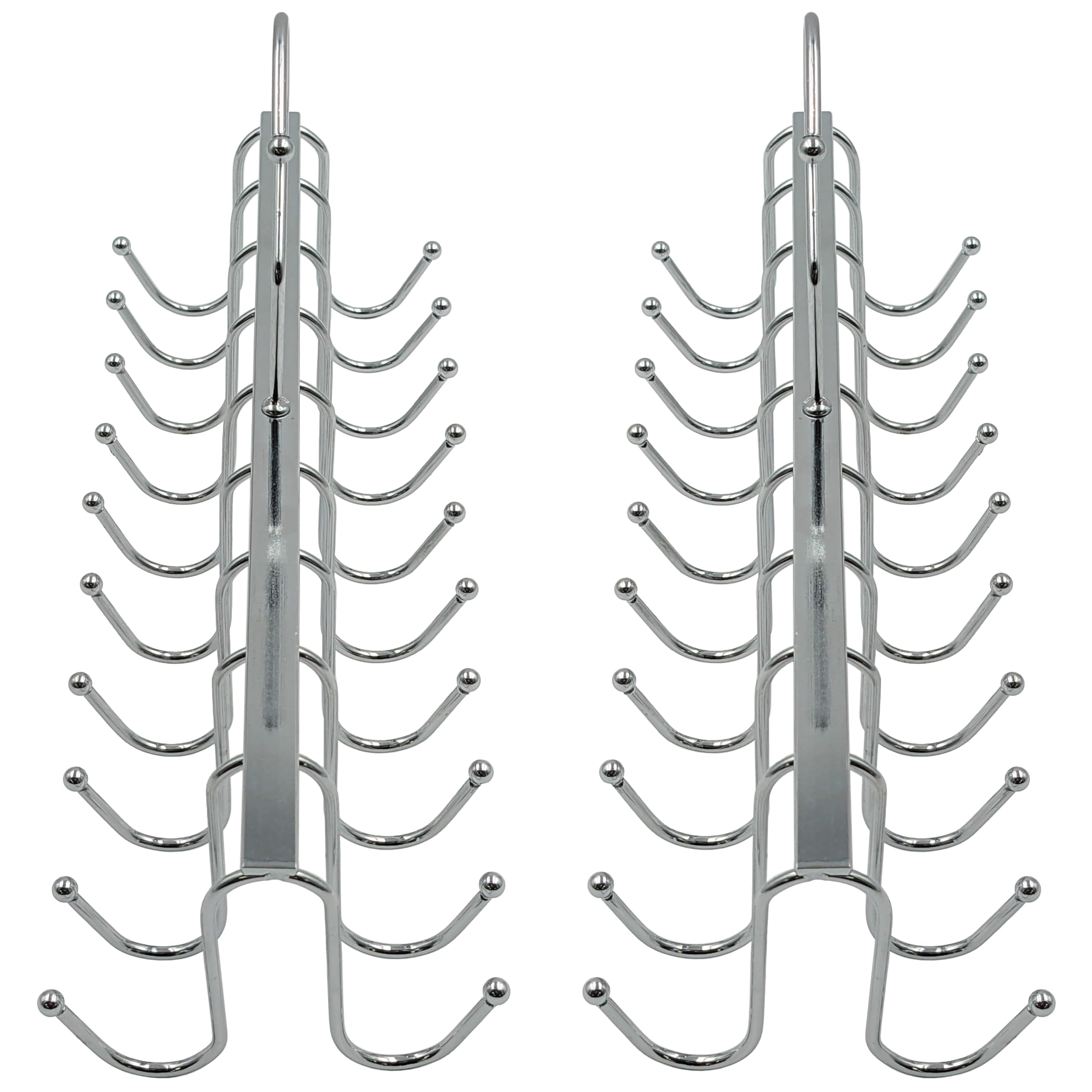2 Pack of 20 Hook Chrome Closet Hangers for Belts, Ties, Bras, Scarves by Electronix Express