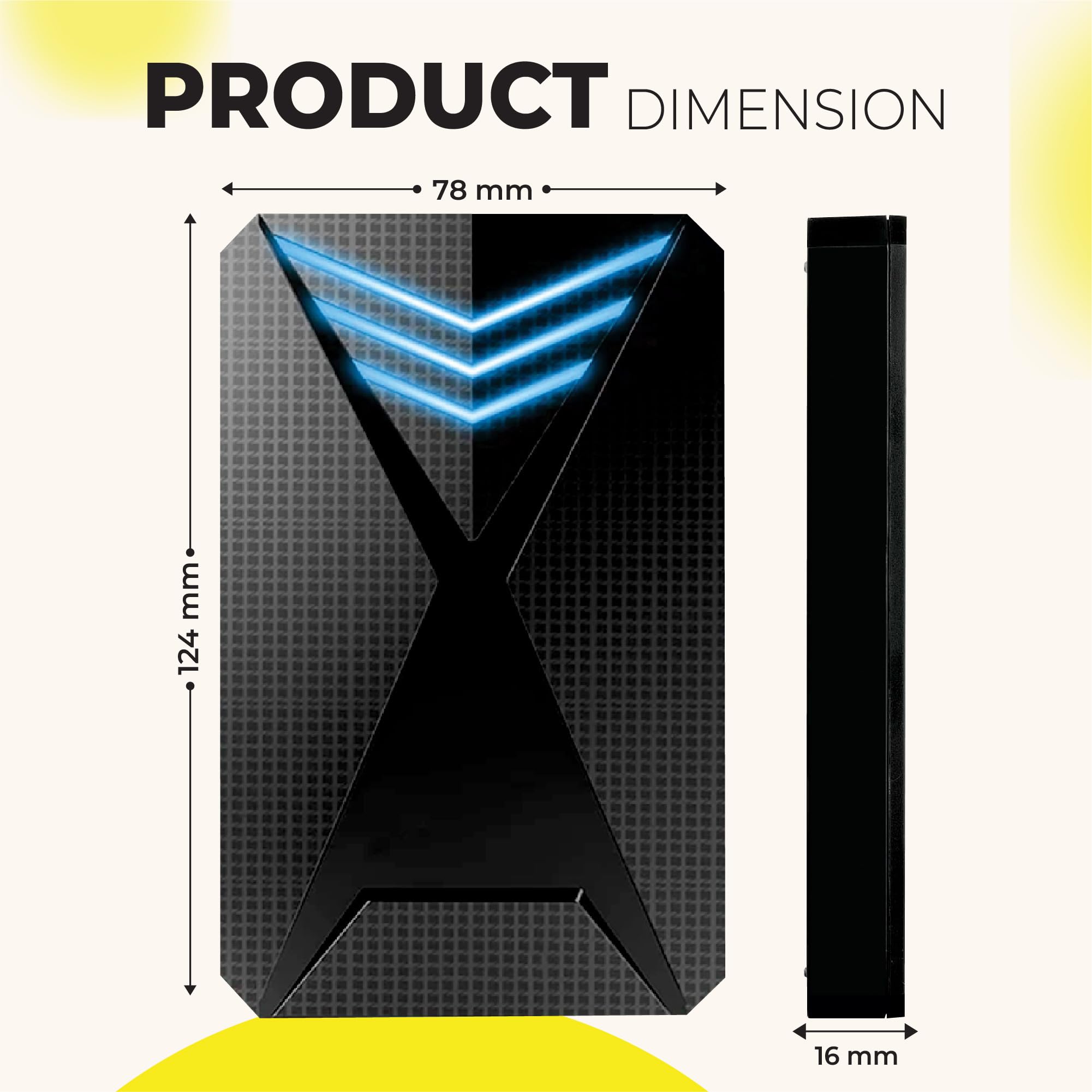 Hard disk esterno portatile USB 3.0 da 500 GB, con luce RGB, trasferimento dati ad alta velocità, compatibile con PS3, PS4, PS5, desktop, laptop, console di gioco e altro