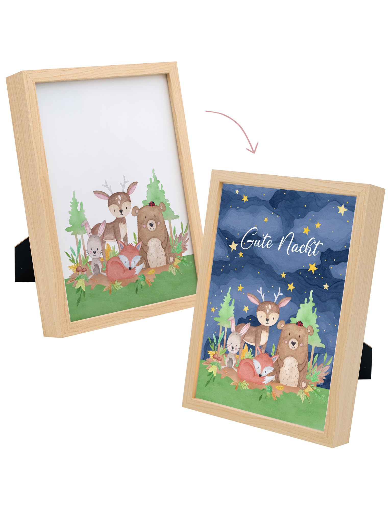 wunderwunsch Magica cornice illuminata personalizzata, regalo di nascita, regalo di compleanno per bambini, regalo di compleanno per bambini con nome indivuale (buona notte, piccolo)