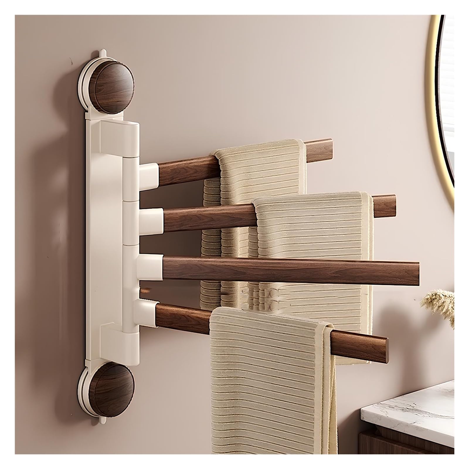 Porte-serviettes pivotant anti-humidité à 4 branches pour supprimer le linge mal séché au mur