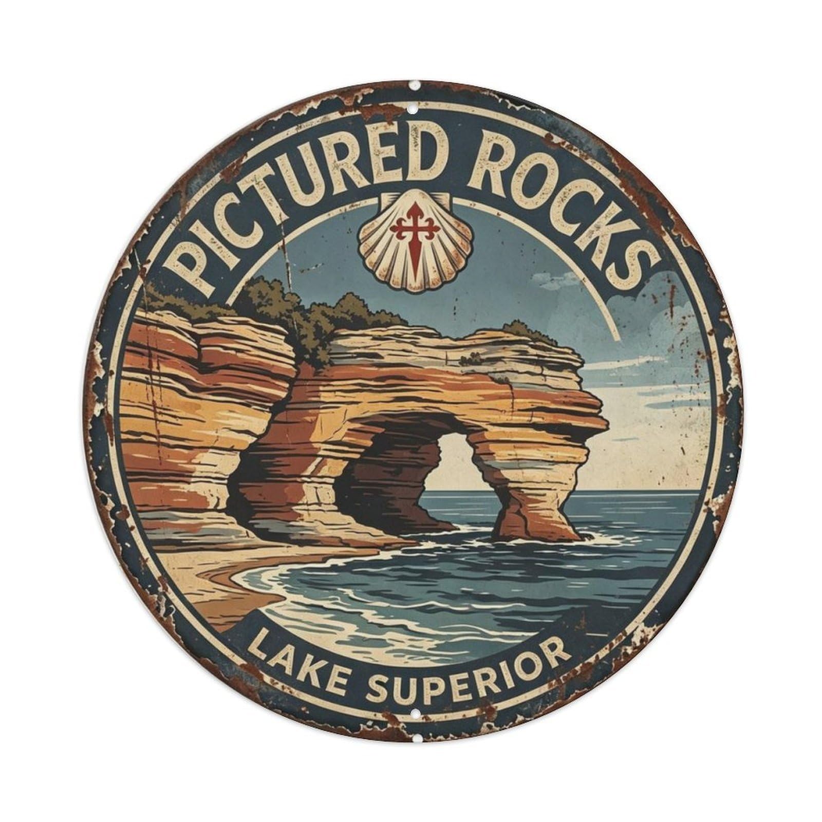 Pictured Rocks Lake Superior Metal Tin Sign Plaque