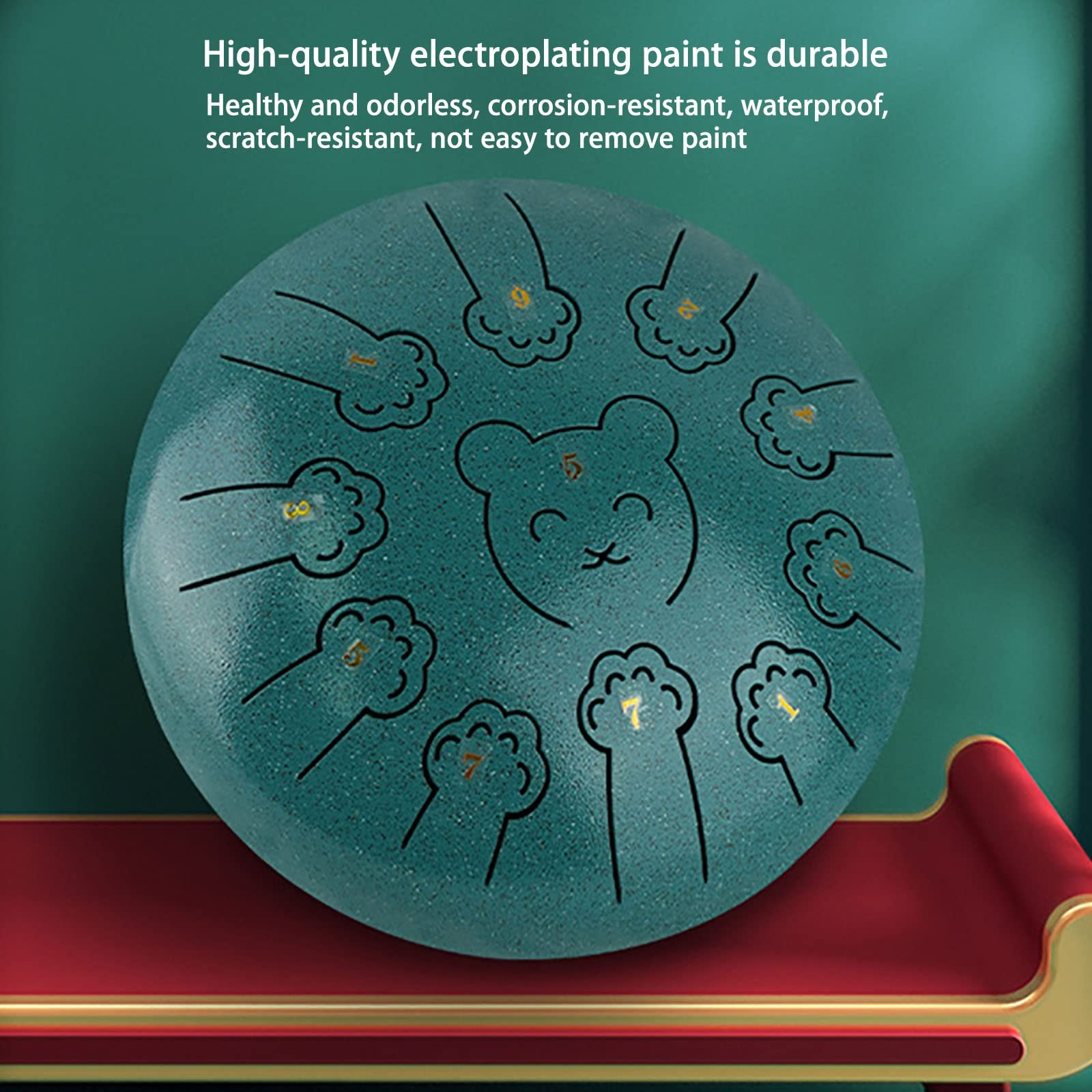 Tamburo for Pioggia 10 Pollici 11 Note Tongue Drum Strumento A Percussione for Educazione Musicale Tamburo A Mano Con Borsa, Bacchette, Palette for Dita(Blu)