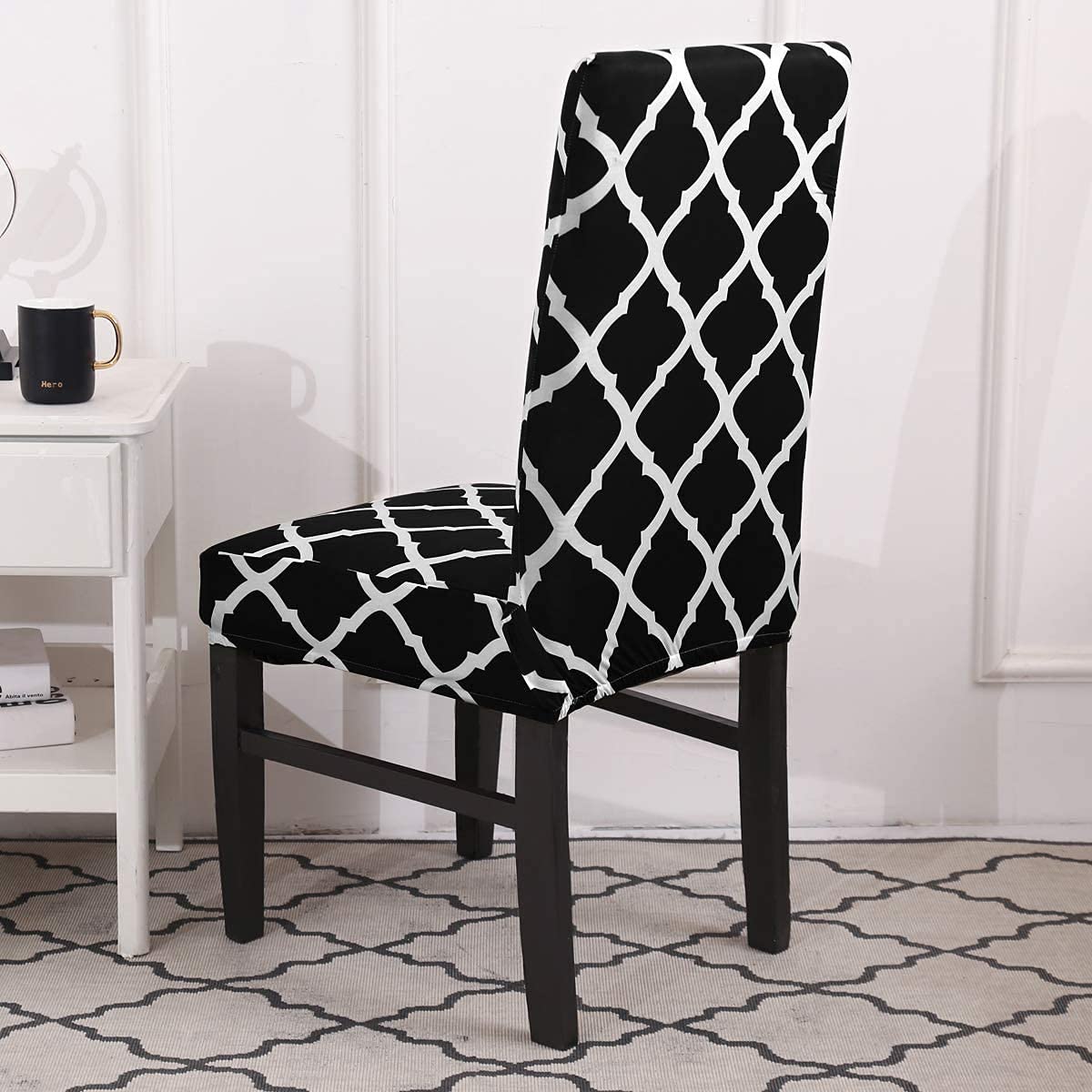House of Quirk Polyester Flowered Elastic Stretch Removable Washable Short Dining Chair Cover Protector Seat Slipcover - (Green Fern) 4 Pieces 3