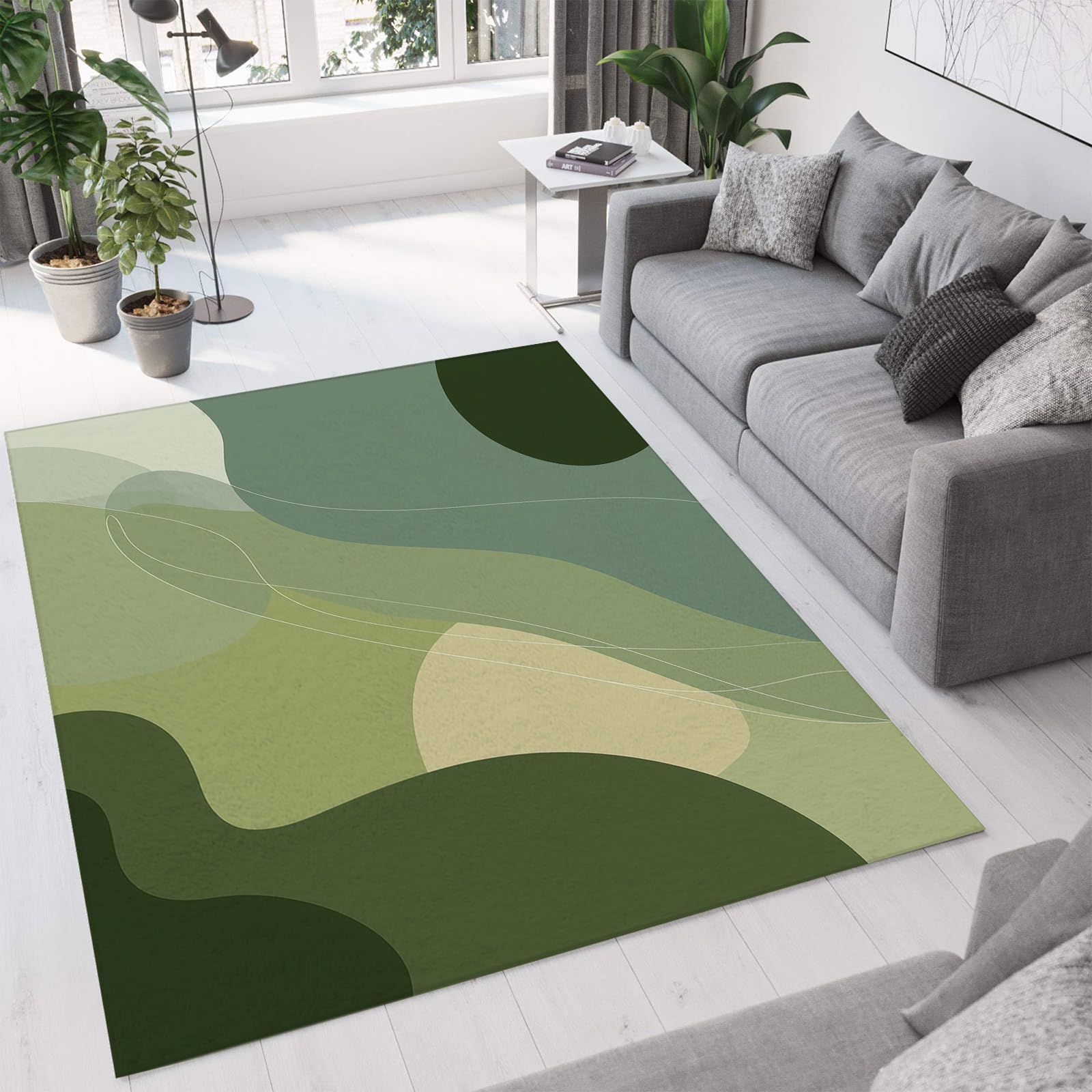 Tapis de sol vert olive 160x230 tapis salon abstrait poils courts