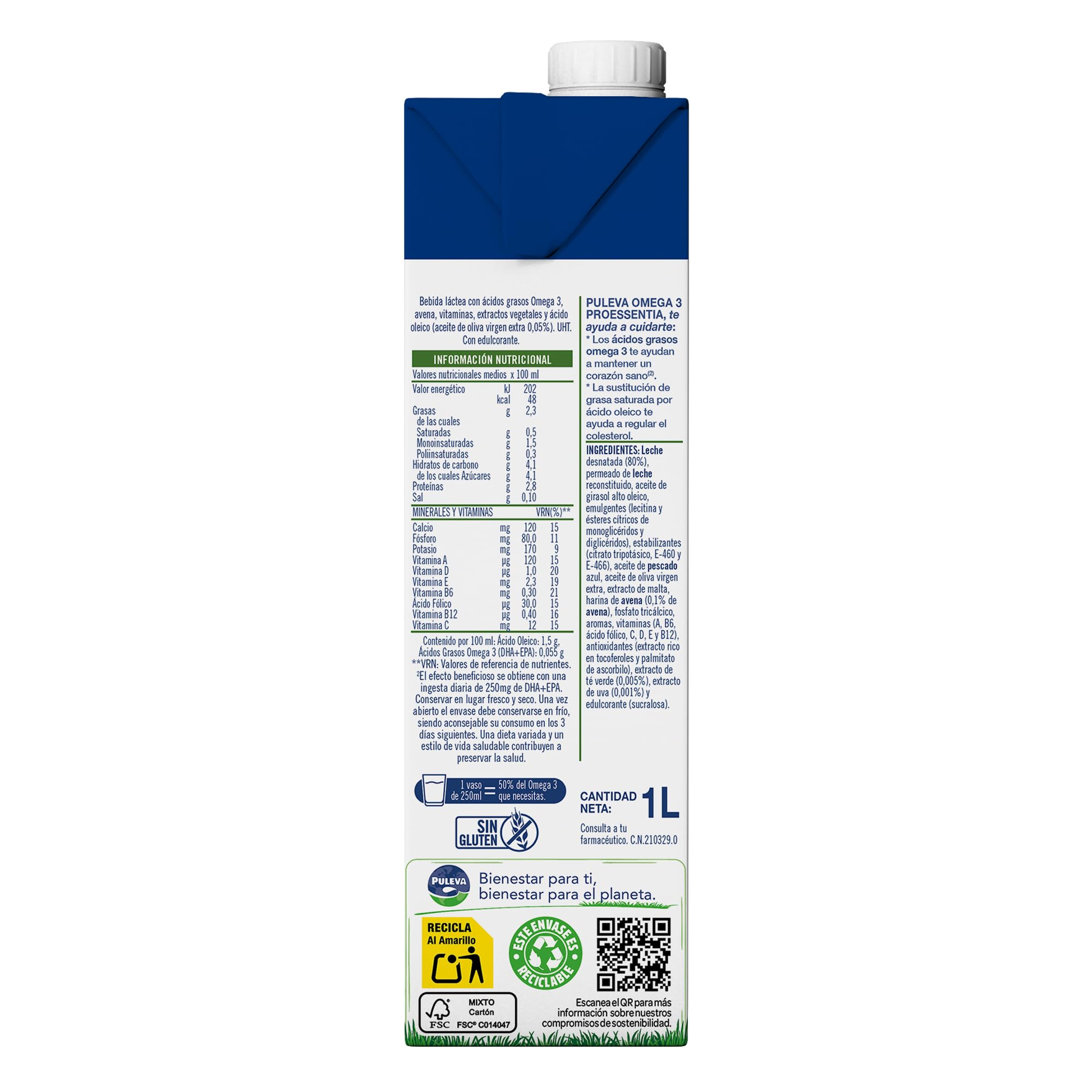 Puleva Omega 3 Leche con Avena Pack 6 x 1Lt