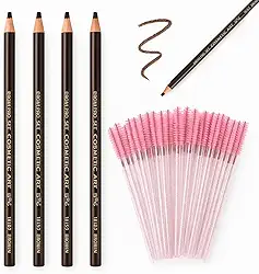 4 Lápis Dermatográficos Para Design de Sobrancelhas Marcação com 50 Escovinhas