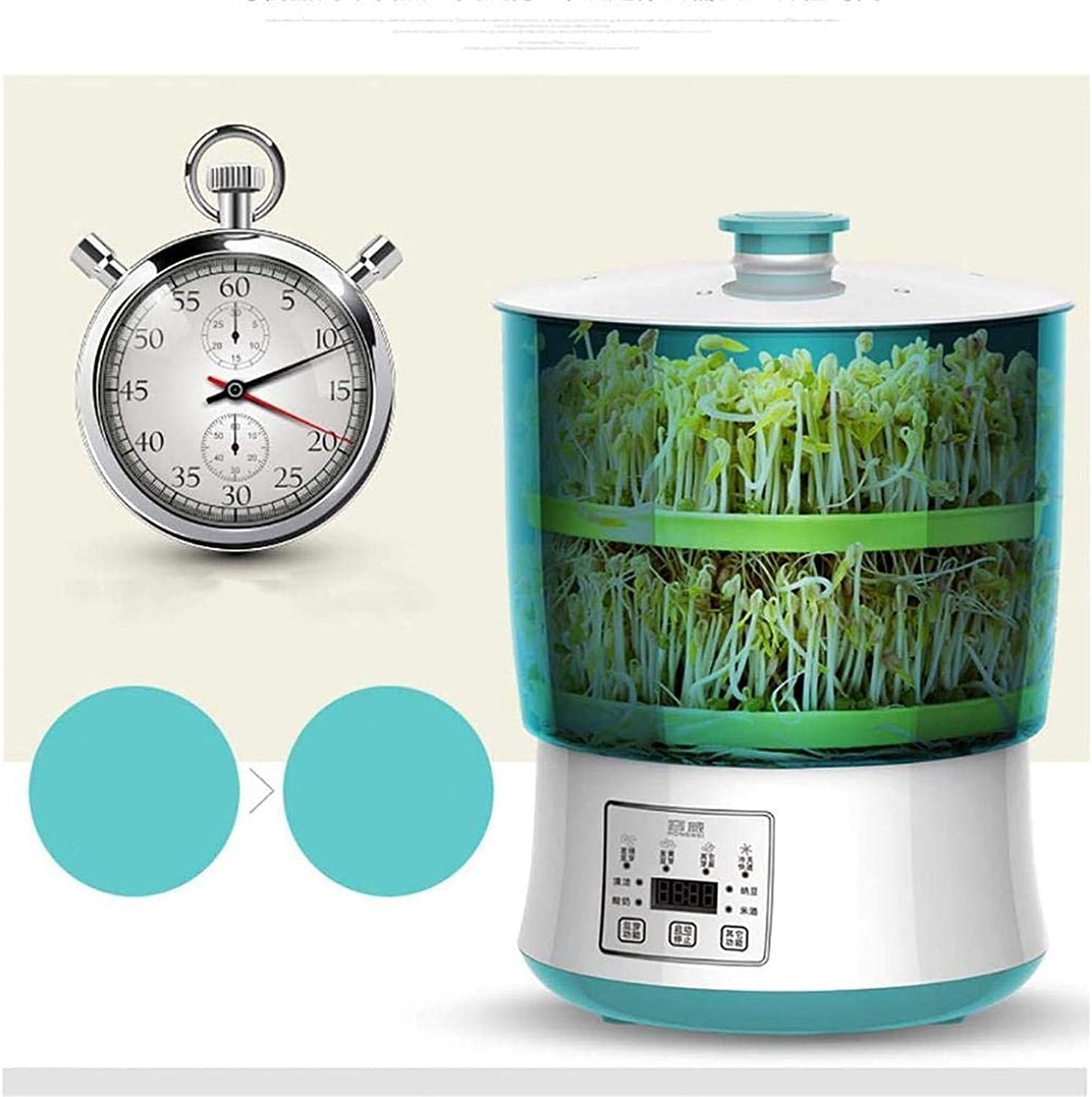 Growing Automatic Bean Sprouts Machine Plant Germination Kit,Automatic Bean Sprouts Machine Multifunctional Homemade Bean Sprouts with 3 Layers