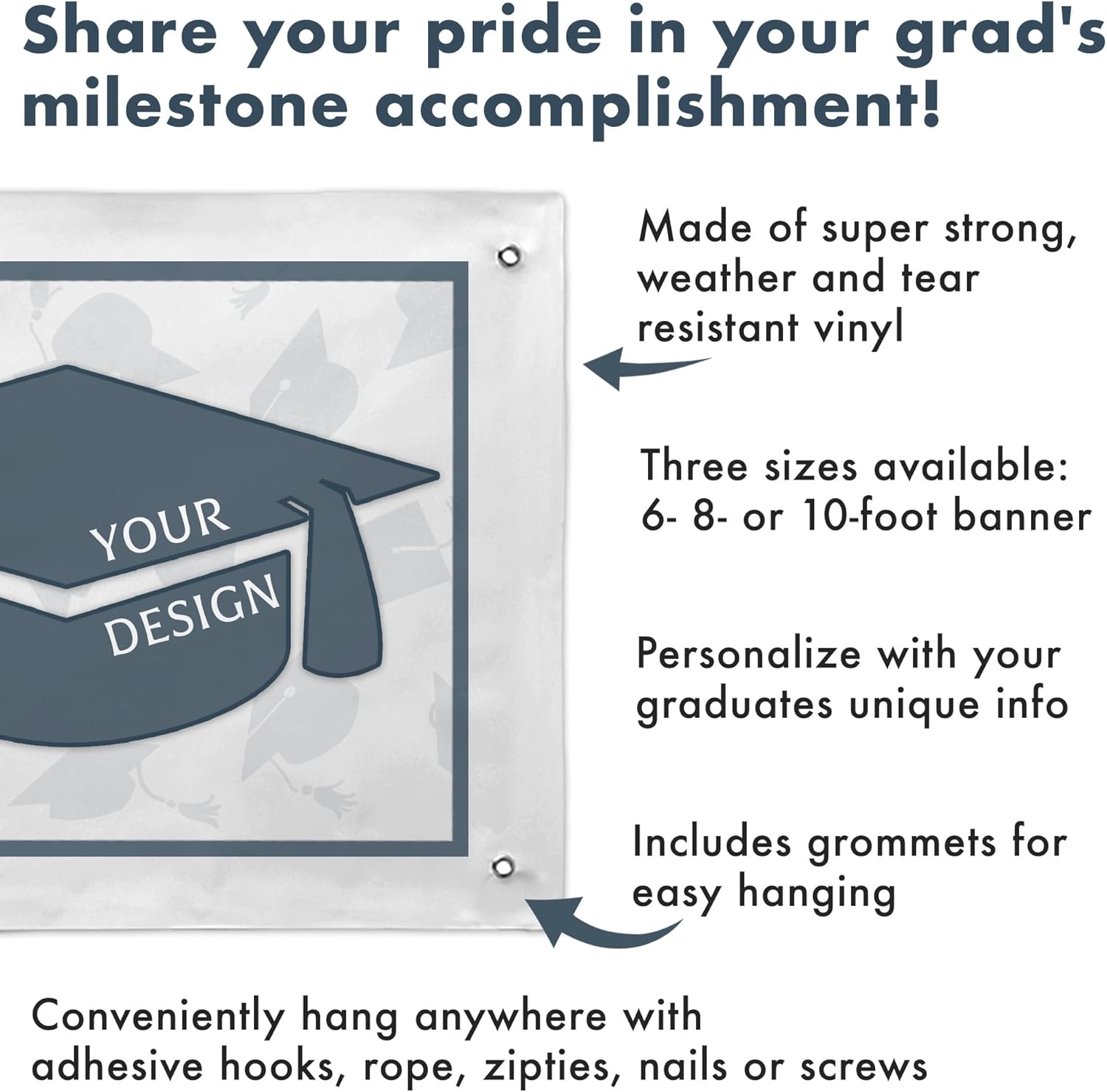 Let's Make Memories Personalized 10ft Graduation Banner - Class of 2026 or Any Year - Graduation Party Decorations - Custom Congratulations Banner - Indoor/Outdoor Vinyl - How Time Flies Purple - 10ft