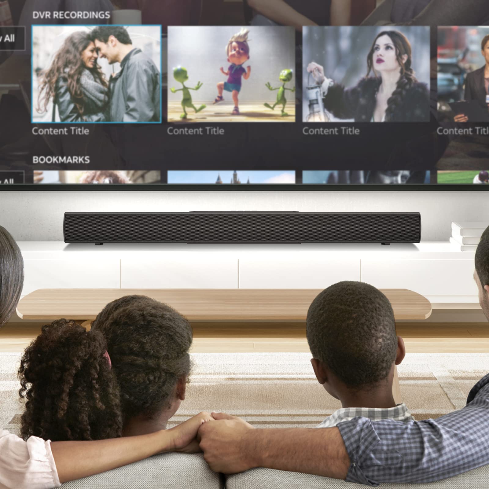 TREFAN 2.1 Soundbar for TV, Bluetooth 5.1 Soundbar with Built-in Subwoofer 100W Surround Sound System for TV Speaker, Home Theater with HDMI/Opt/AUX/USB Connection, Wall Mountable for Home, TV, PC